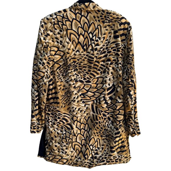 Diane Gilman Vintage Silk Abstract Feather Print Artsy Designer Blazer Jacket S - Picture 4 of 9